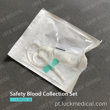 Conjunto de coleta de sangue de segurança 21g/23g com suporte